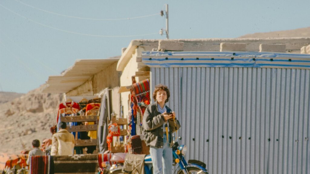 Vintage Travel Photography Girl with Motorcycle Desktop Wallpaper