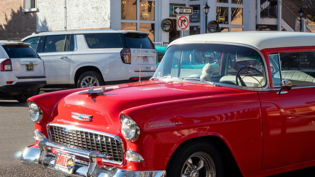Classic Red 1955 Chevrolet Bel Air Vintage Car Desktop Wallpaper