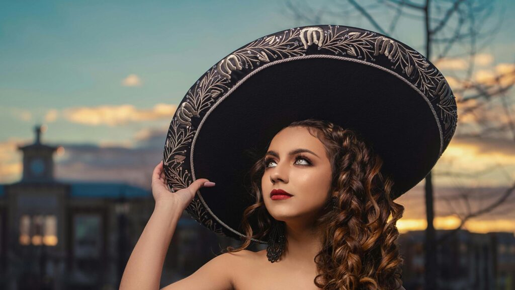 Stunning Mexican Charro Hat Woman Sunset Portrait 4K Wallpaper