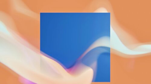 Abstract Blue Square and Orange Flowing Silk Waves 4K Wallpaper