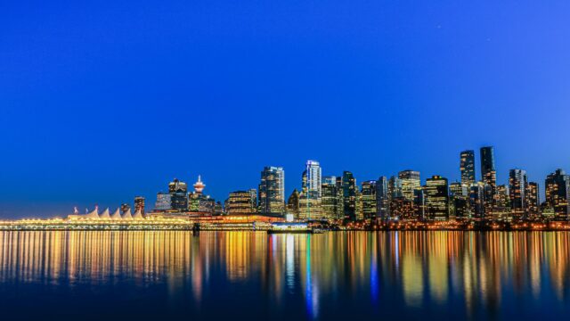 Vancouver Skyline at Twilight Blue Hour 4K Desktop Wallpaper
