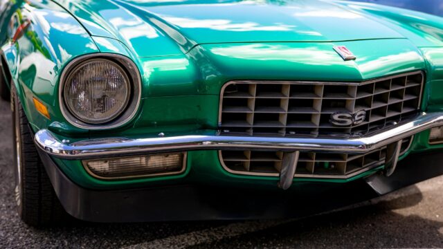 Classic Green Chevrolet Camaro SS Muscle Car 4K Wallpaper