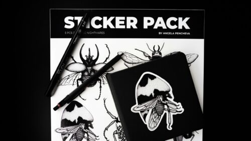 Sticker Pack and Fine Liner Pens Flatlay Aesthetic 4K Desktop Wallpaper