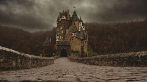 Eltz Castle Gothic Architecture Moody Landscape 4K Wallpaper