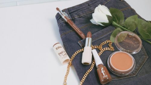 Aesthetic Makeup and Fashion Accessories Flat Lay 4K Desktop Wallpaper