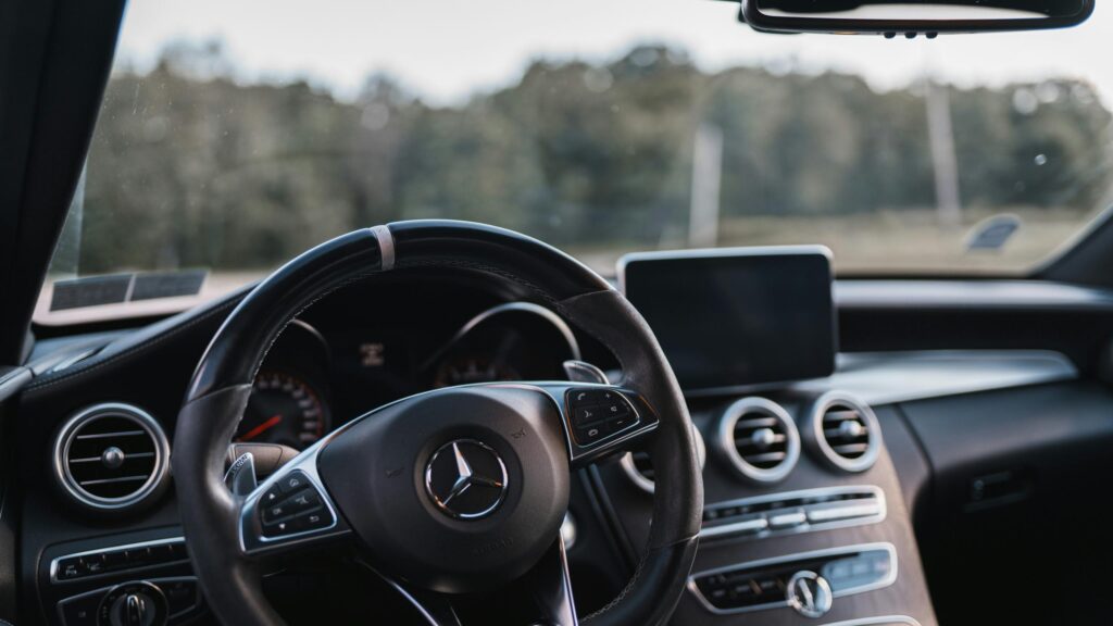 Inside a Luxury Mercedes Benz Car Interior 4K Desktop Wallpaper