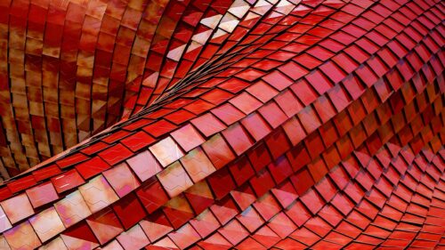 Abstract Red Geometric Tiled 3D Pattern 4K Desktop Wallpaper