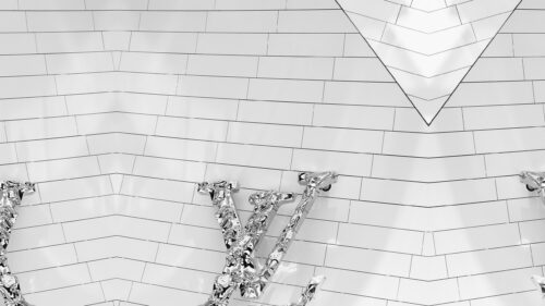 Abstract Louis Vuitton Chrome Logo White Tile Wall 4K Wallpaper
