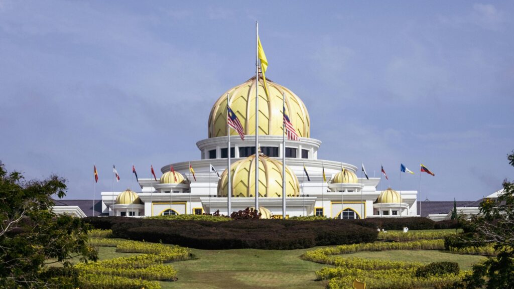 Majestic Istana Negara Malaysia Palace with Golden Domes Desktop Wallpaper