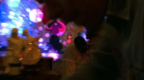 Blurry Abstract Party Lights and Silhouette 4K Desktop Wallpaper