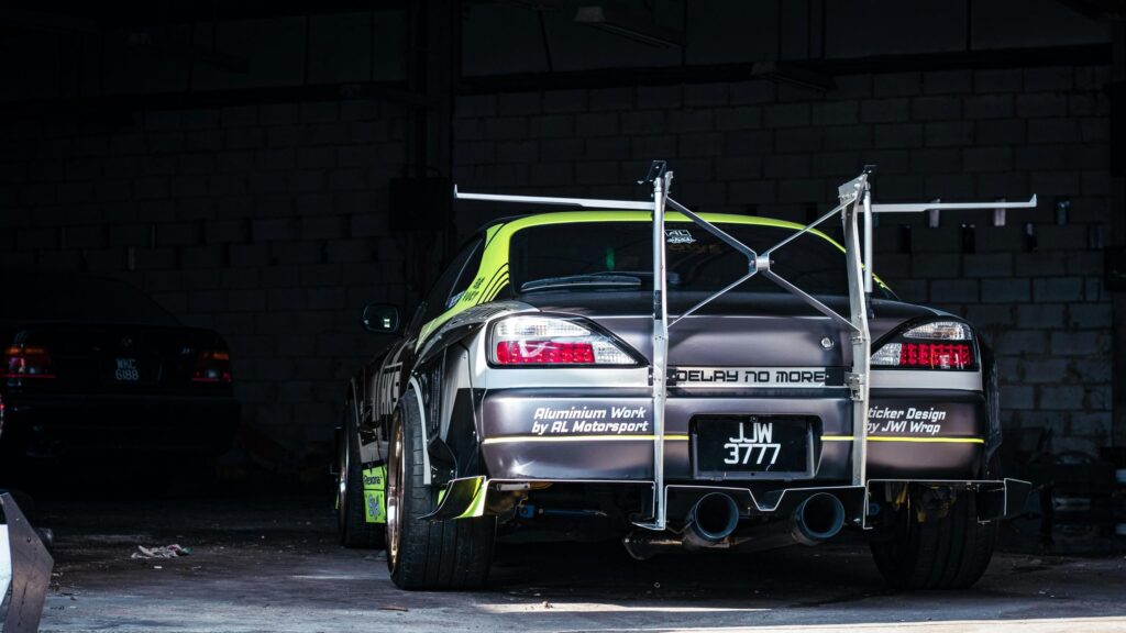 Modified Nissan Silvia S15 Drift Car with Custom Rear Wing 4K Wallpaper