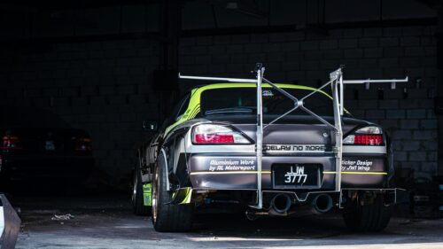 Modified Nissan Silvia S15 Drift Car with Custom Rear Wing 4K Wallpaper