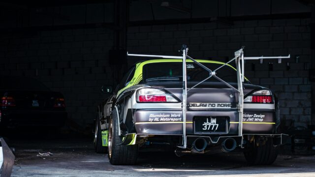 Modified Nissan Silvia S15 Drift Car with Custom Rear Wing 4K Wallpaper