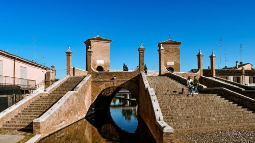 Trepponti Bridge in Comacchio Italy Scenic View 4K Desktop Wallpaper