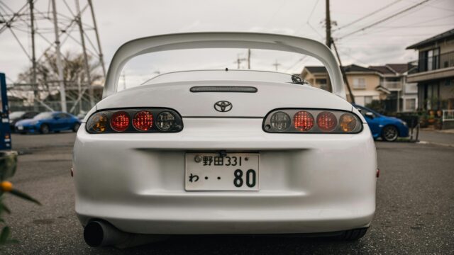 Stunning White Toyota Supra A80 Rear View 4K Desktop Wallpaper