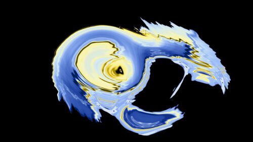 Abstract Swirling Blue and Gold Fluid Art 4K Desktop Wallpaper