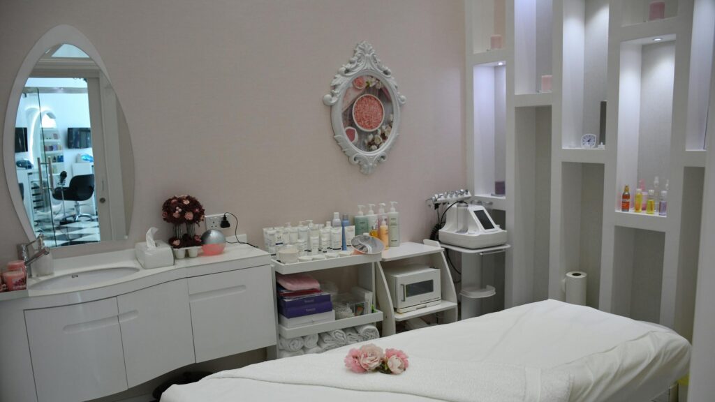 Serene Spa Treatment Room with Modern Beauty Equipment 4K Wallpaper