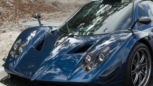 Stunning Blue Pagani Zonda Hypercar Front View 4K Wallpaper