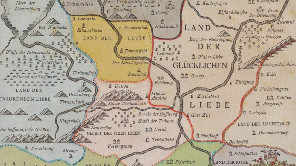Vintage Fantasy Map of Allegorical Lands 4K Desktop Wallpaper