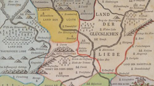 Vintage Fantasy Map of Allegorical Lands 4K Desktop Wallpaper