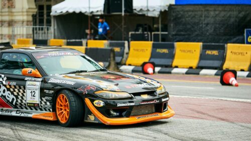Black and Orange Nissan Silvia S15 Drift Car Racing Desktop Wallpaper