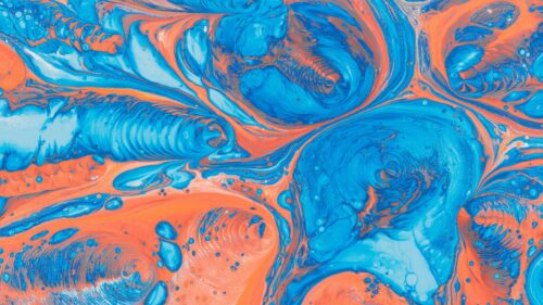 Abstract Fluid Swirls of Blue and Orange Artistic 4K Wallpaper