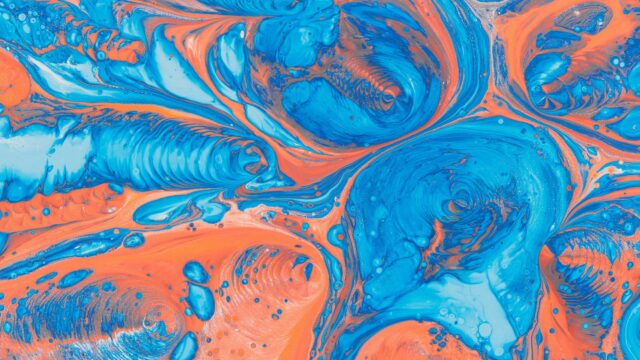 Abstract Fluid Swirls of Blue and Orange Artistic 4K Wallpaper