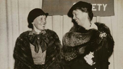 Amelia Earhart and Eleanor Roosevelt Historical Portrait 4K Wallpaper