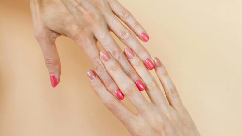Minimalist Soft Pink Manicure Hands Art 4K Desktop Wallpaper