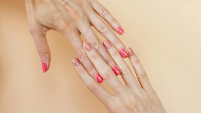 Minimalist Soft Pink Manicure Hands Art 4K Desktop Wallpaper