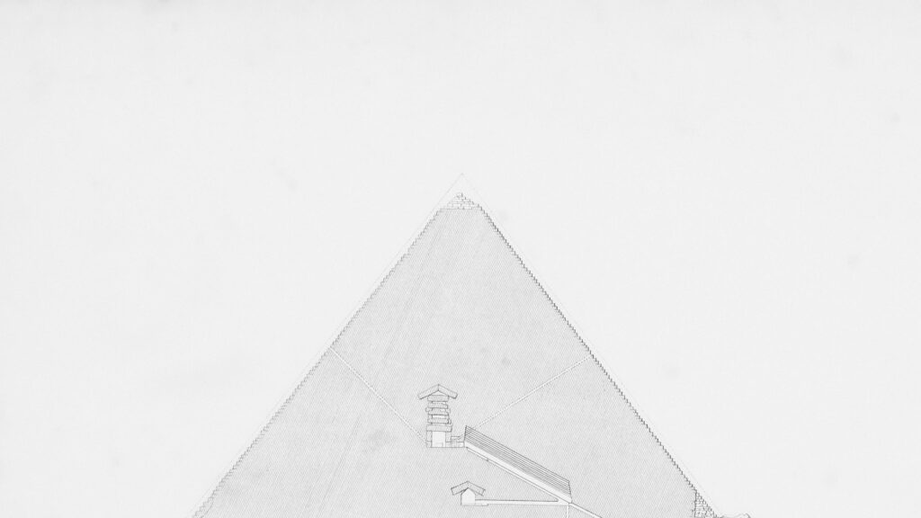 Minimalist Architectural Blueprint of Great Pyramid of Giza 4K Wallpaper