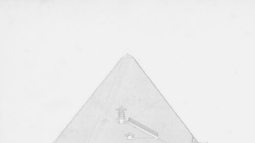 Minimalist Architectural Blueprint of Great Pyramid of Giza 4K Wallpaper