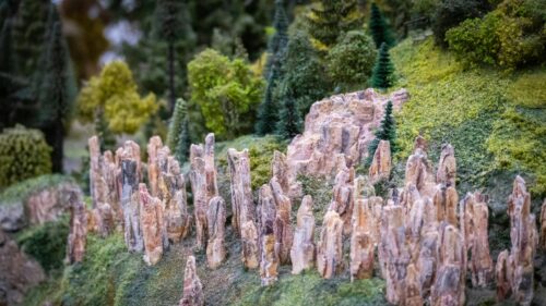 Miniature Rocky Landscape Forest Diorama 4K Wallpaper