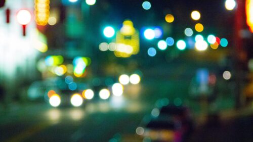 Abstract Night City Lights Bokeh Blurred Background 4K Wallpaper