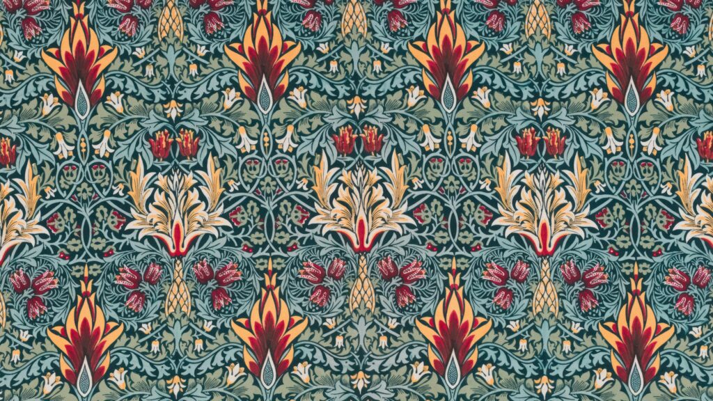 William Morris Art Nouveau Floral Pattern 4K Desktop Wallpaper