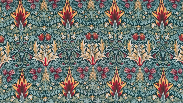 William Morris Art Nouveau Floral Pattern 4K Desktop Wallpaper