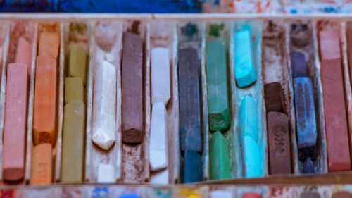 Colorful Pastel Chalk Art Supplies Desktop Wallpaper