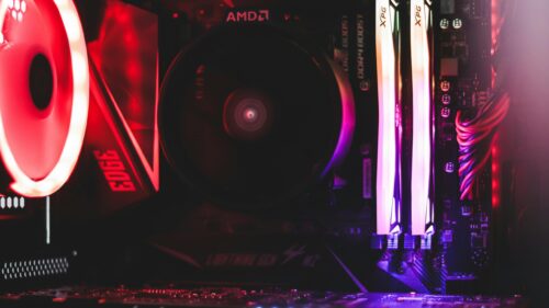 Glowing AMD Gaming PC Interior with Vibrant RGB Lighting 4K Wallpaper