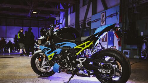 BMW S1000R Sport Naked Bike in Industrial Hangar Desktop Wallpaper