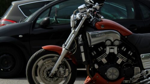 Close-up Yamaha Vmax Motorcycle Front Engine Detail 4K Wallpaper
