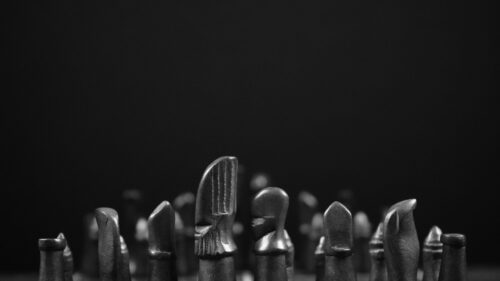Abstract Minimalist Black Chess Pieces Macro Photography 4K Wallpaper