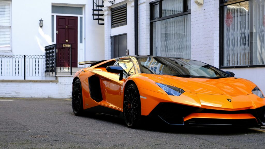 Stunning Orange Lamborghini Aventador Supercar Desktop Wallpaper