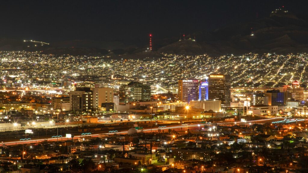 Stunning Night View of El Paso City Skyline Desktop Wallpaper