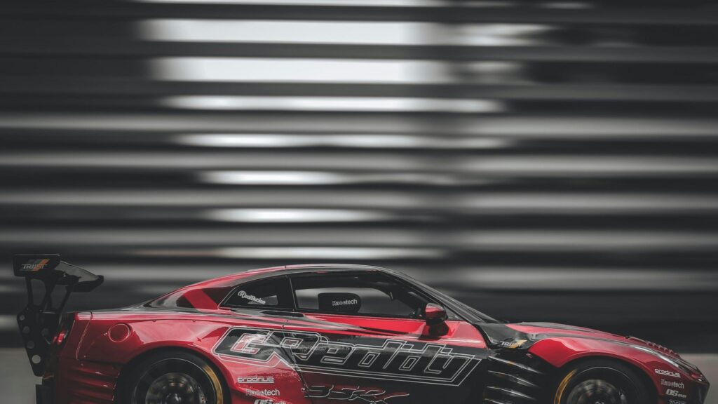 Red GReddy Nissan GT-R R35 Racing Car Side Profile 4K Wallpaper