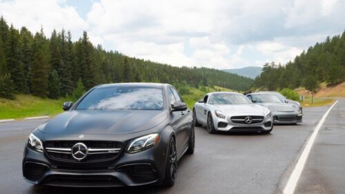Luxury Mercedes-Benz AMG Cars on Mountain Road 4K Wallpaper