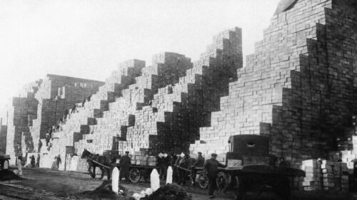 Massive Historical Cargo Stacks Vintage Industrial Scene Desktop Wallpaper