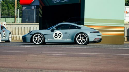 Grey Porsche 911 Sport Classic Race Car Trackside 4K Wallpaper