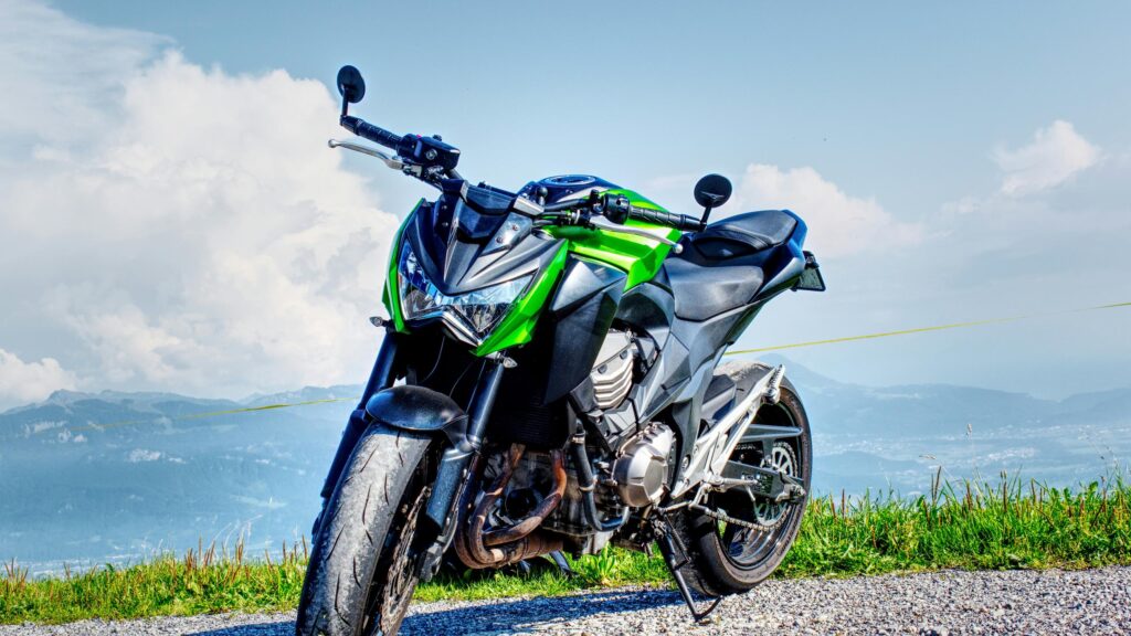 Kawasaki Z800 Naked Sport Bike on Mountain Summit Desktop Wallpaper