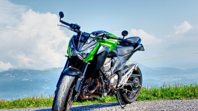 Kawasaki Z800 Naked Sport Bike on Mountain Summit Desktop Wallpaper