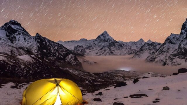 Stunning Himalayan Mountain Night Camping 4K Desktop Wallpaper